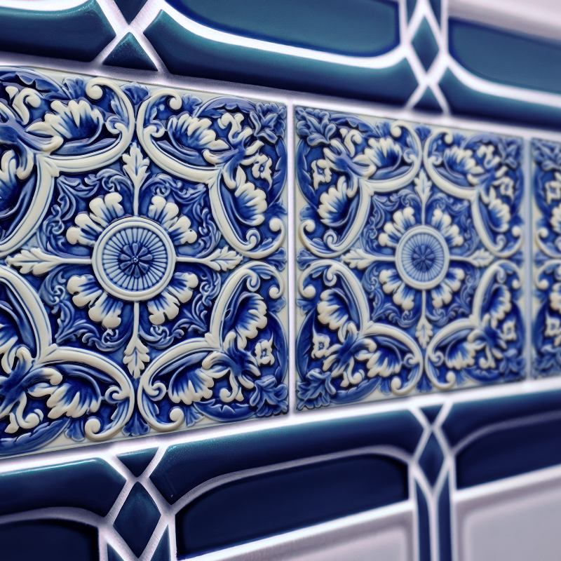 Azulejo Lisbon Patterned Talavera Ceramic Design Ceramic Tile