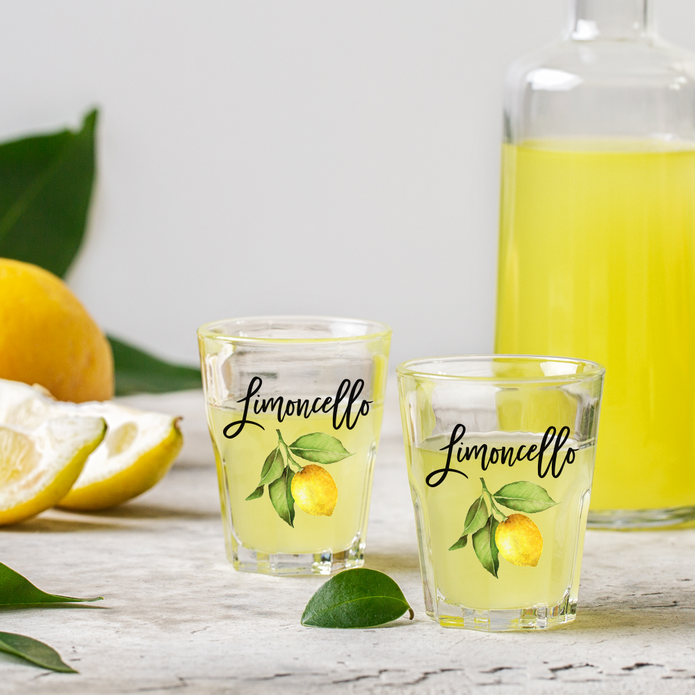 Brush Script Limoncello Watercolor Lemon Shot Glass