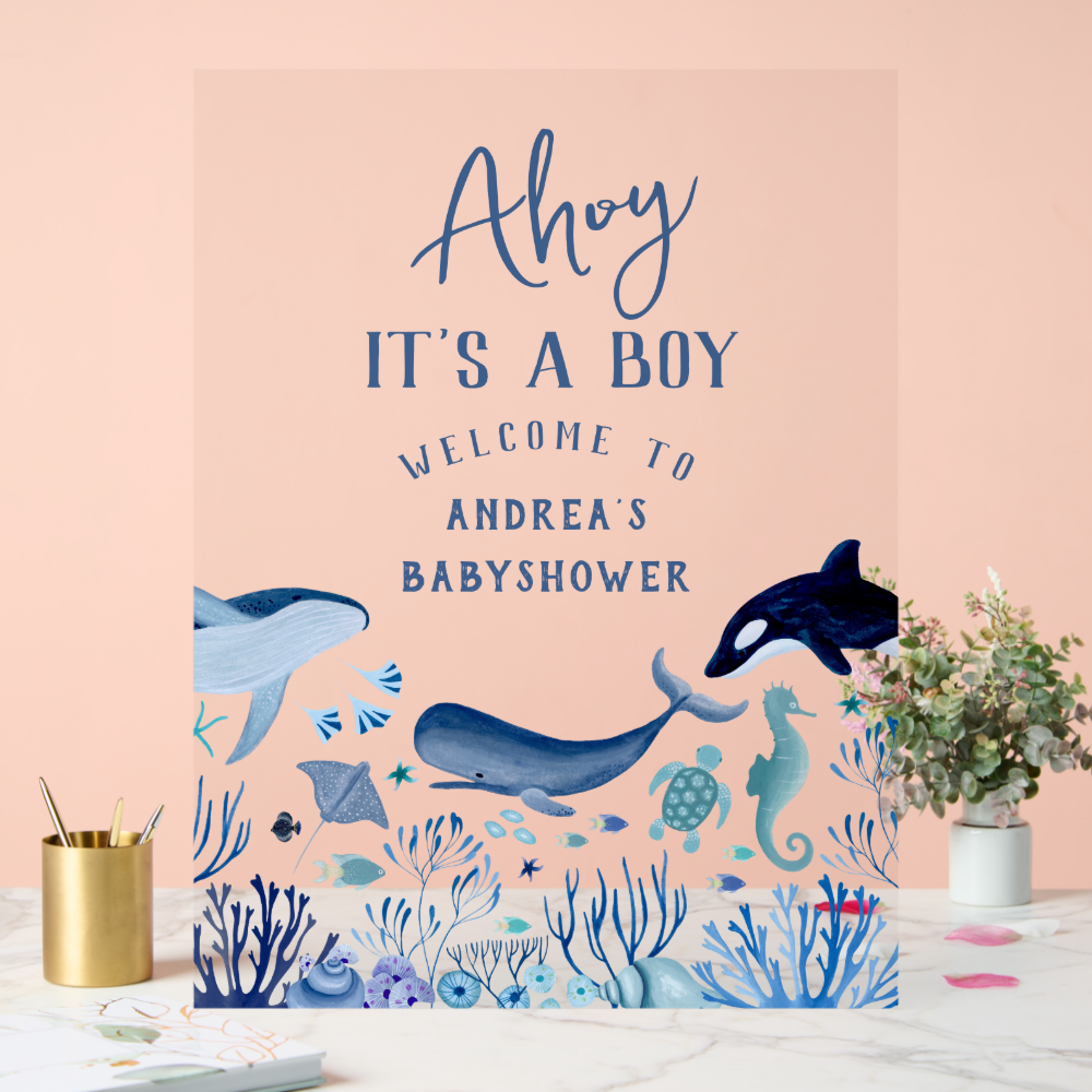 Ahoy It's A Boy Baby Shower Welcome Acrylic Sign