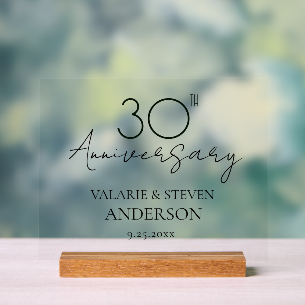 30th Wedding Anniversary Keepsake Acrylic Sign