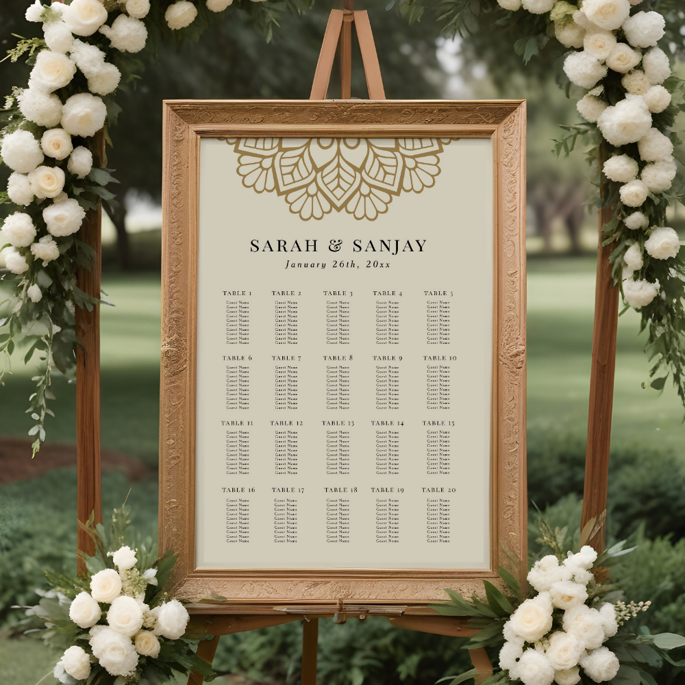 Gold Mandala Wedding Seating Chart