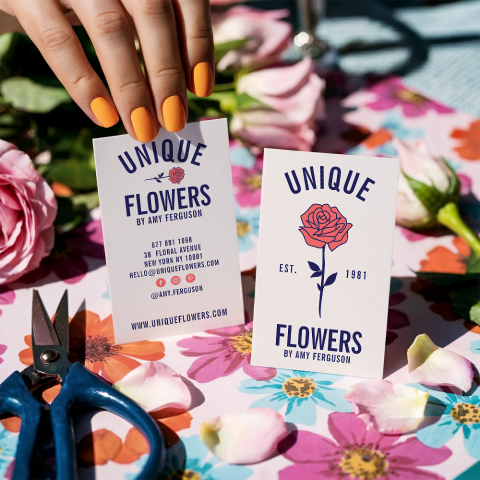 Hand Showing of Business Card for Florist