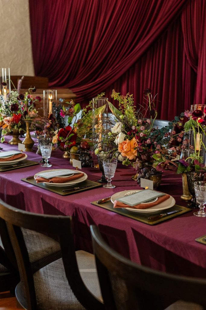 Deep Burgundy Wedding Table Setting Pin