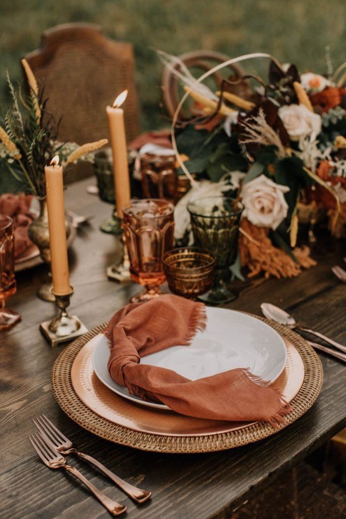Copper and Brown Wedding Table Setting Pin
