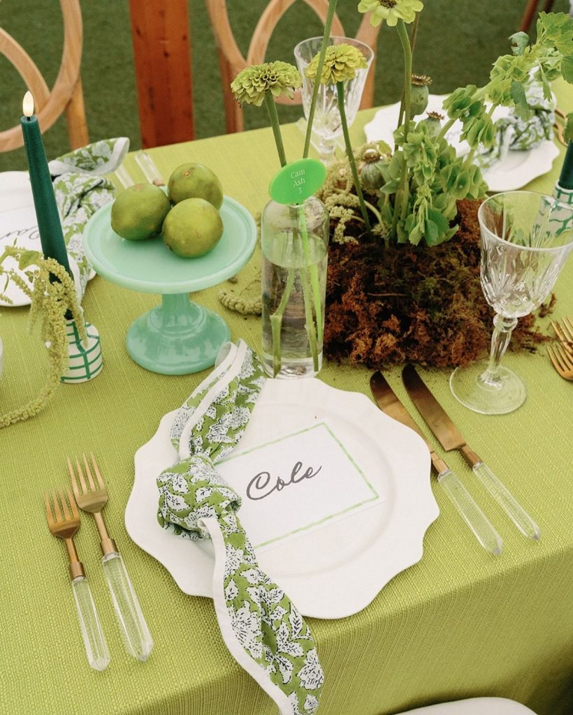 Citrus Green Wedding Table Setting Pin