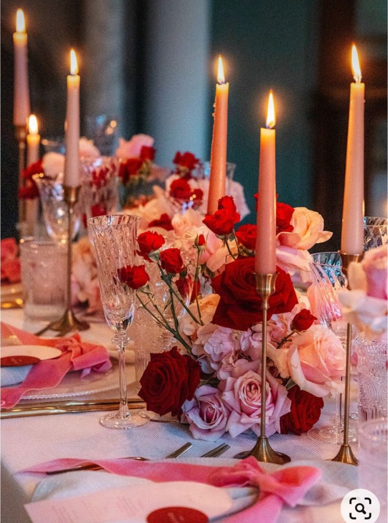 Pink and Red Wedding Table Setting Pin