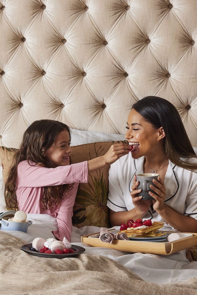 Mother and Daughter Having a Mother's Day Breakfast in Bed Pin