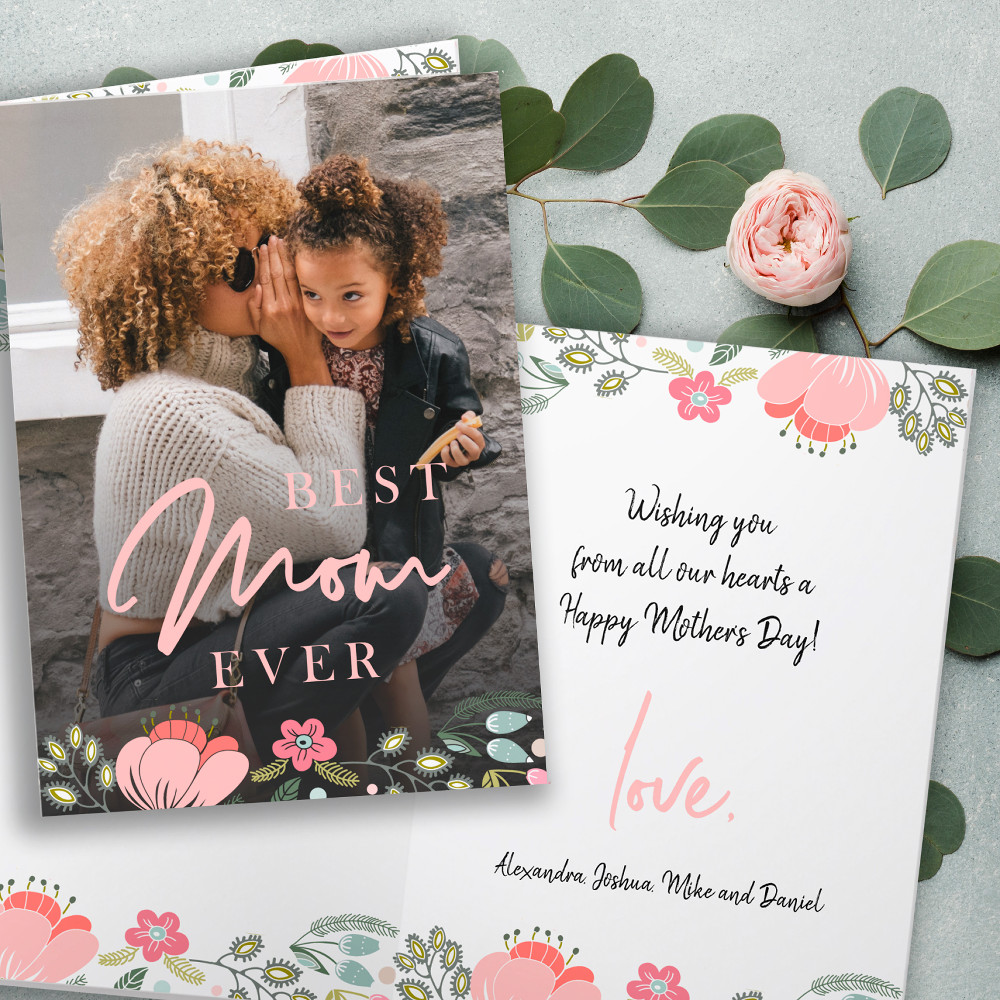 Best Mom Ever Card with a Picture of a Mother and Daughter