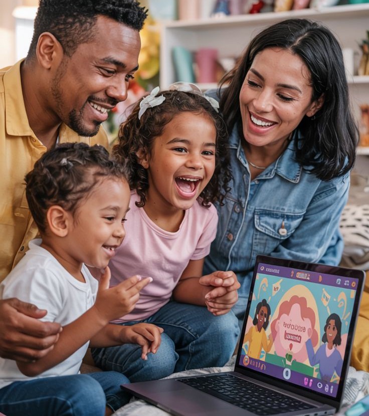 A Family Celebrating Mother's Day with A Virtual Tradition Pin