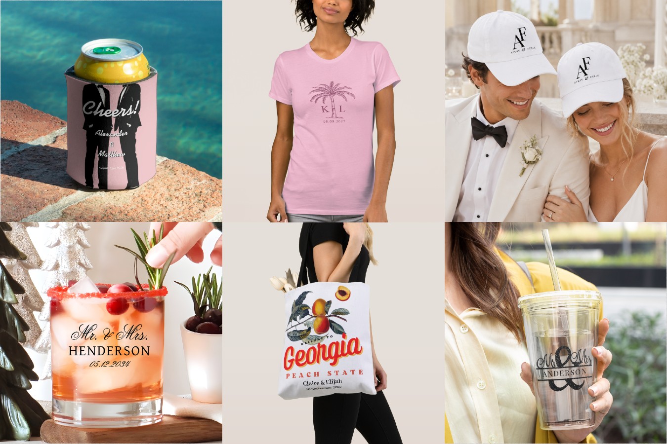 A selection of wedding merch ideas.