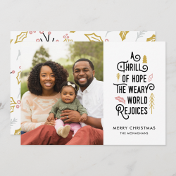 $2.21 per card A Thrill of Hope | White Gold | Modern One Photo Holiday Card