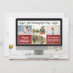 $2.21 per card Happy Holidays Funny Zoom Quarantine Photo Collage Holiday Card