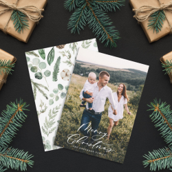 Modern photo Christmas elegant script Holiday Card