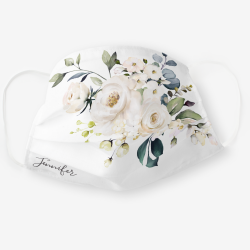 $12.95 per mask White Floral Wedding Bouquet Cloth Face Mask