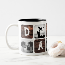 Modern Rustic Daddy Retro Cool Photo Collage Two-Tone Coffee Mug