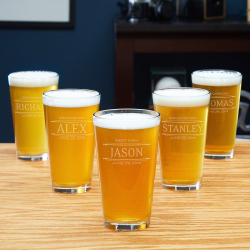 Set of 5 Nice Stanford Engraved Pint Glasses