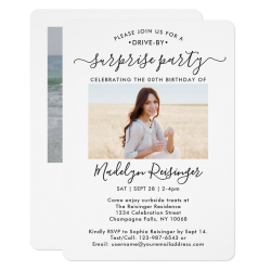 $2.65 per invite 2 Photo Drive-By Surprise Birthday Party Parade Invitation