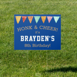 $25.90 per 18"x24" yard sign Drive-By Happy Birthday Parade Boy Personalized Sign