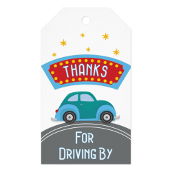 $9.80 per pack of 10 Thanks for Driving By Party Favor Tag