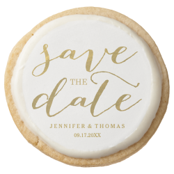 Chic Gold Script Save the Date Cookies