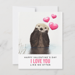Cute Otter with Hearts Valentine's Day Holiday Card