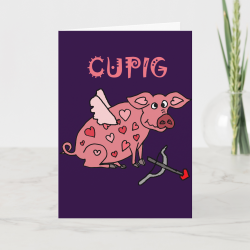 Funny Cupig Love Pig Holiday Card