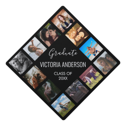 Custom Photo Collage Personalized Name Year Graduation Cap Topper