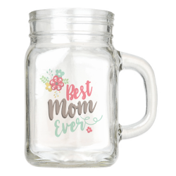 Floral Best Mom Ever Mason Jar
