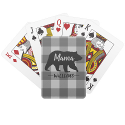 Rustic Mama Bear Buffalo Plaid Monogram Name Playing Cards