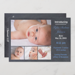 4 Photos Collage Chalkboard - Birth Announcement