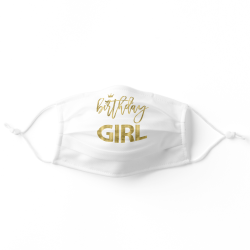 Birthday Girl Face Mask Faux Gold