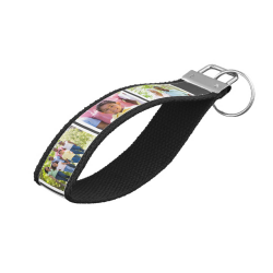 Create your Own 6 Photo Collage - Charcoal Grey Wrist Keychain