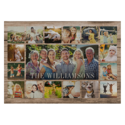 Custom Modern Rustic Family Photo Collage Keepsake Cutting Board