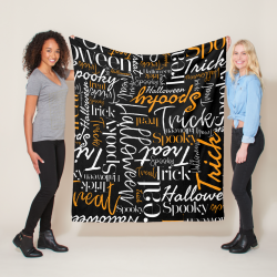 Halloween Type (Orange and White) Fleece Blanket