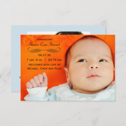 Large Photo Flourish - 3x5 Birth Announcement