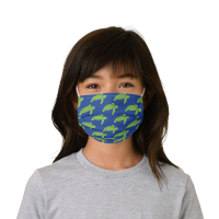 Lime Green Sea Turtle Pattern | Royal Blue Kids' Cloth Face Mask