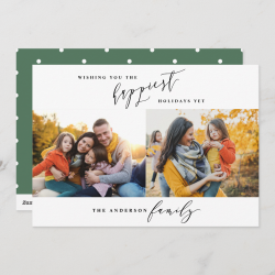 Modern minimal multi photo Christmas script Holiday Card