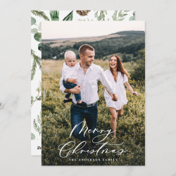 Modern photo Christmas elegant script Holiday Card