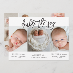 Multi photo twin birth announcement