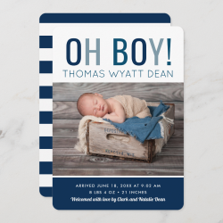 Oh Boy Photo Birth Announcement