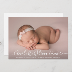 Script Name Photo Overlay Birth Announcement