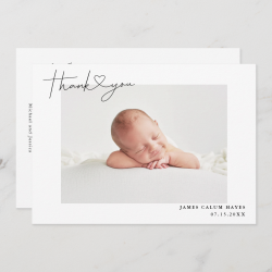 Simple Baby Photo Thank You Script Heart Birth Announcement