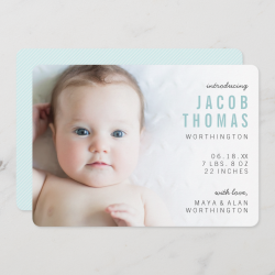 Simple Modern Photo Boy Birth Announcements