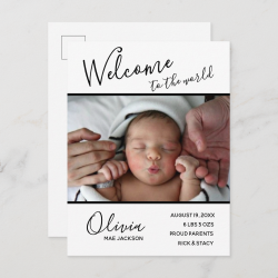 Welcome to the World Baby Photo Birth Postcards