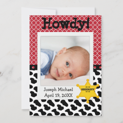 Western Cowboy Sheriff Baby Announcement