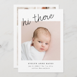 hi there Casual Script Baby Photo Collage Birth Announcement