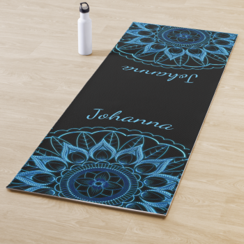 $49.95; Zazzle.com Ice Blue Mandala Flower Yoga Mat