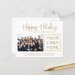 Happy Holidays | Corporate Photo and Your Logo Holiday Postcard