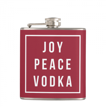Joy Peace Vodka | Red & White Funny Holiday Hip Flask