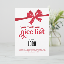 You Made Our Nice List Company Holiday Card